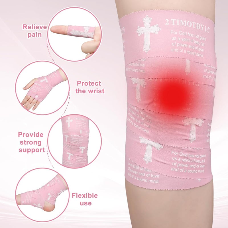 MiniInflat 2 Pcs Christian Cross Athletic Tape Sports Tape 2in x 23ft Religion Jesus Wrist Wrap for Soccer Football Baseball Gymnastics Christian Gift for Good Friday Easter(Pink,2 Timothy) - Image 3